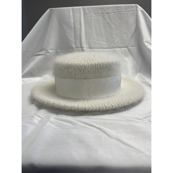 Vintage Womens Cream Nordstroms Hat Vinyon Angora Made In‎ Italy EUC